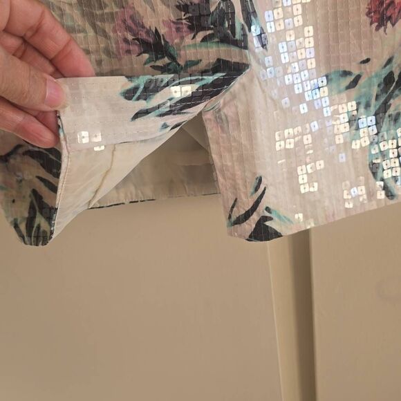 H&M White Floral Print Skirt with Clear Square Sequins, NWT, Sz. 8 - Picture 6 of 8